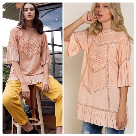 POL Femme Coral Woven Tunic Top - Picture 8 of 11